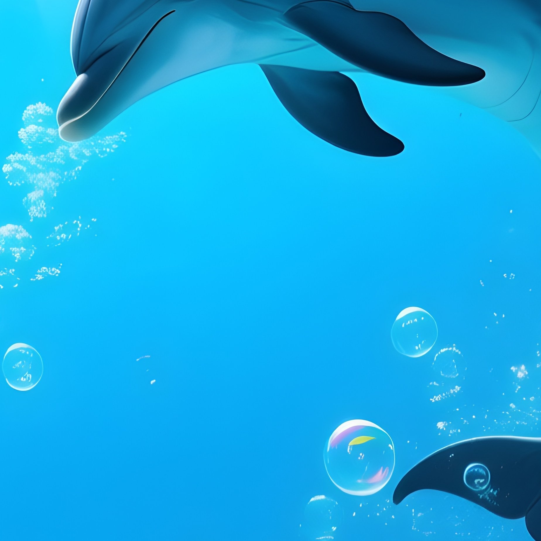 Underwater Dolphin Spinning Through Bubbles And Light Photography - Full Resolution Quality Preview