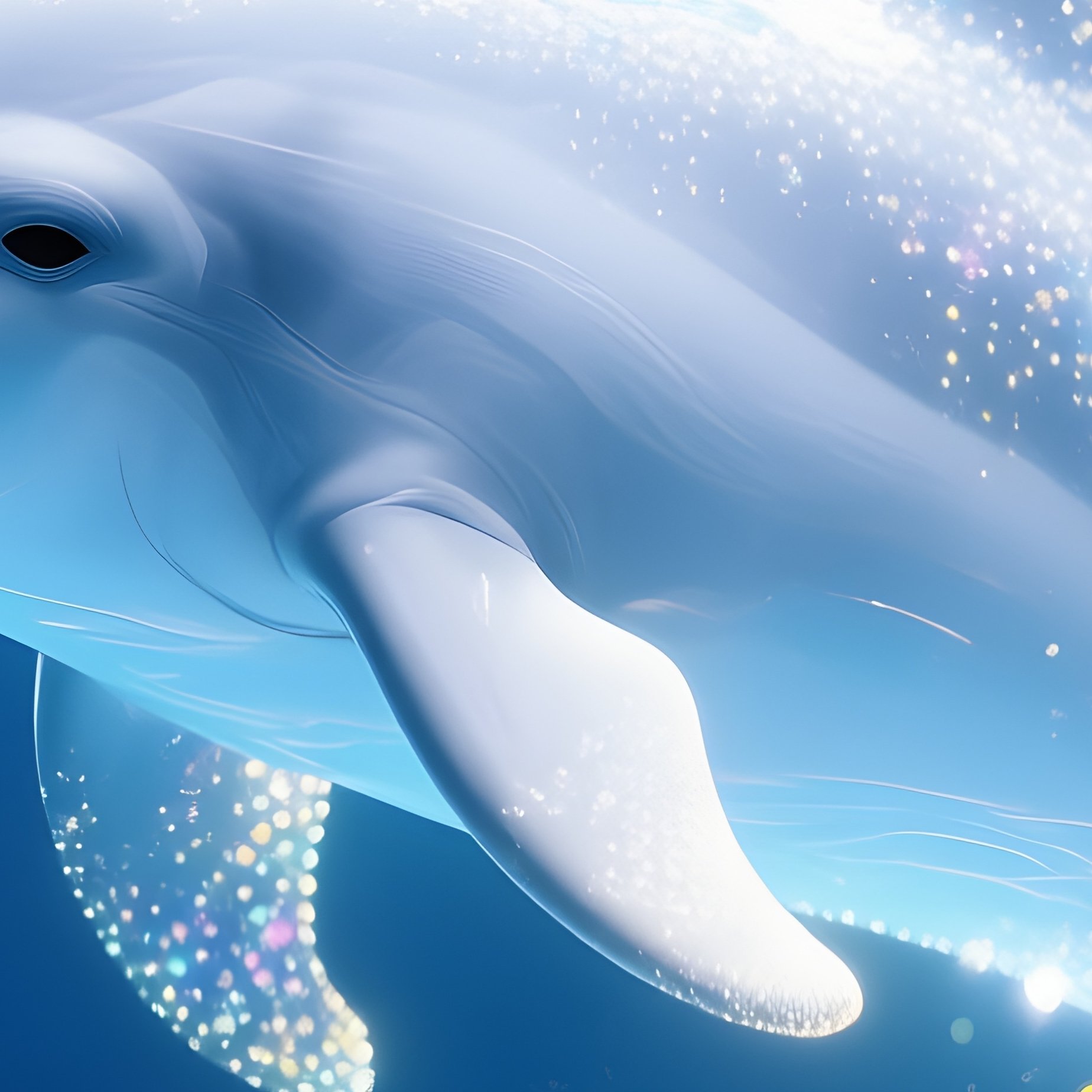 Underwater Dolphin Spinning Through Bubbles And Light Fantasy - Full Resolution Quality Preview