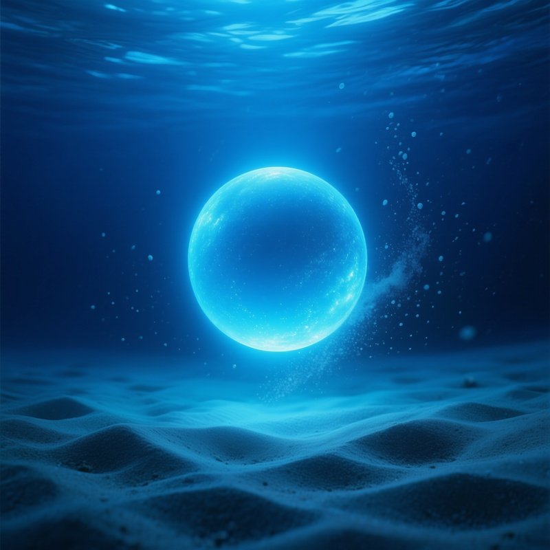 Underwater Glowing Orb Resting On Ocean Floor