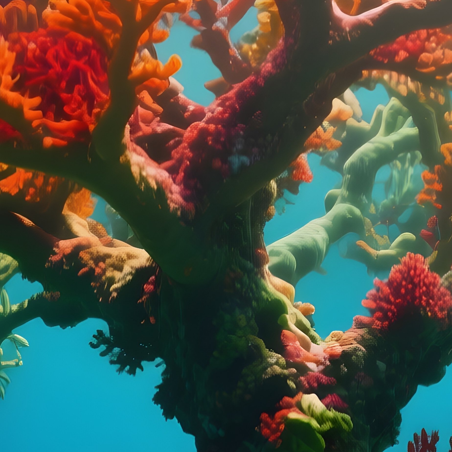 Underwater Image Coral Tree Reaching Toward Surface - Full Resolution Quality Preview