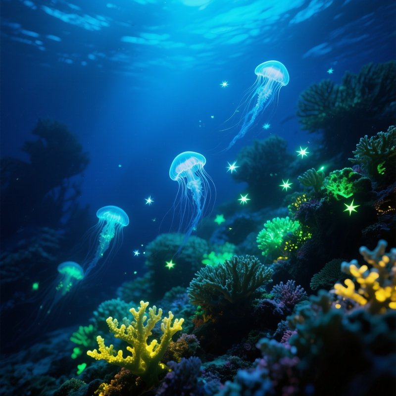 Underwater Image Glowing Plankton Reef