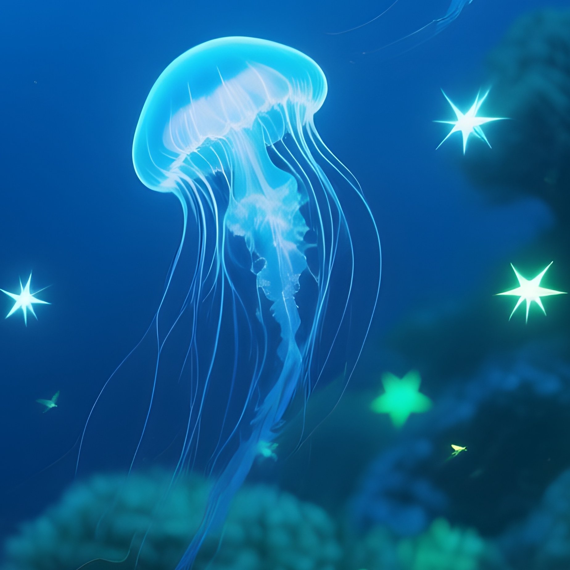 Underwater Image Glowing Plankton Reef - Full Resolution Quality Preview