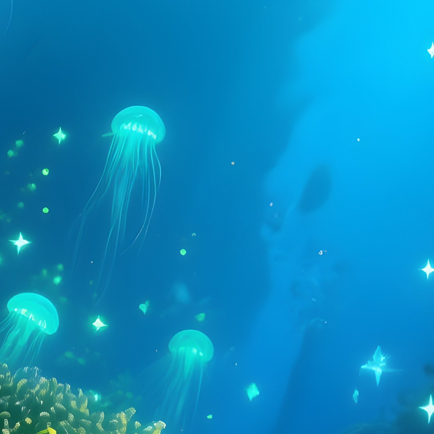 Underwater Image Glowing Plankton Reef Fantasy - Full Resolution Quality Preview