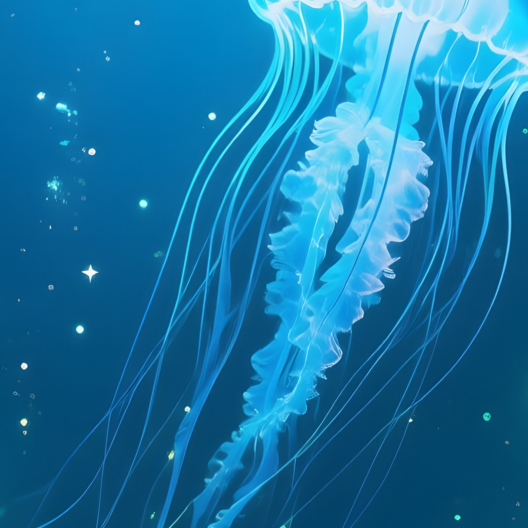 Underwater Image Glowing Plankton Stars Science Fiction - Full Resolution Quality Preview