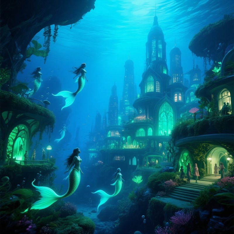Underwater Mermaid City Nature Glow