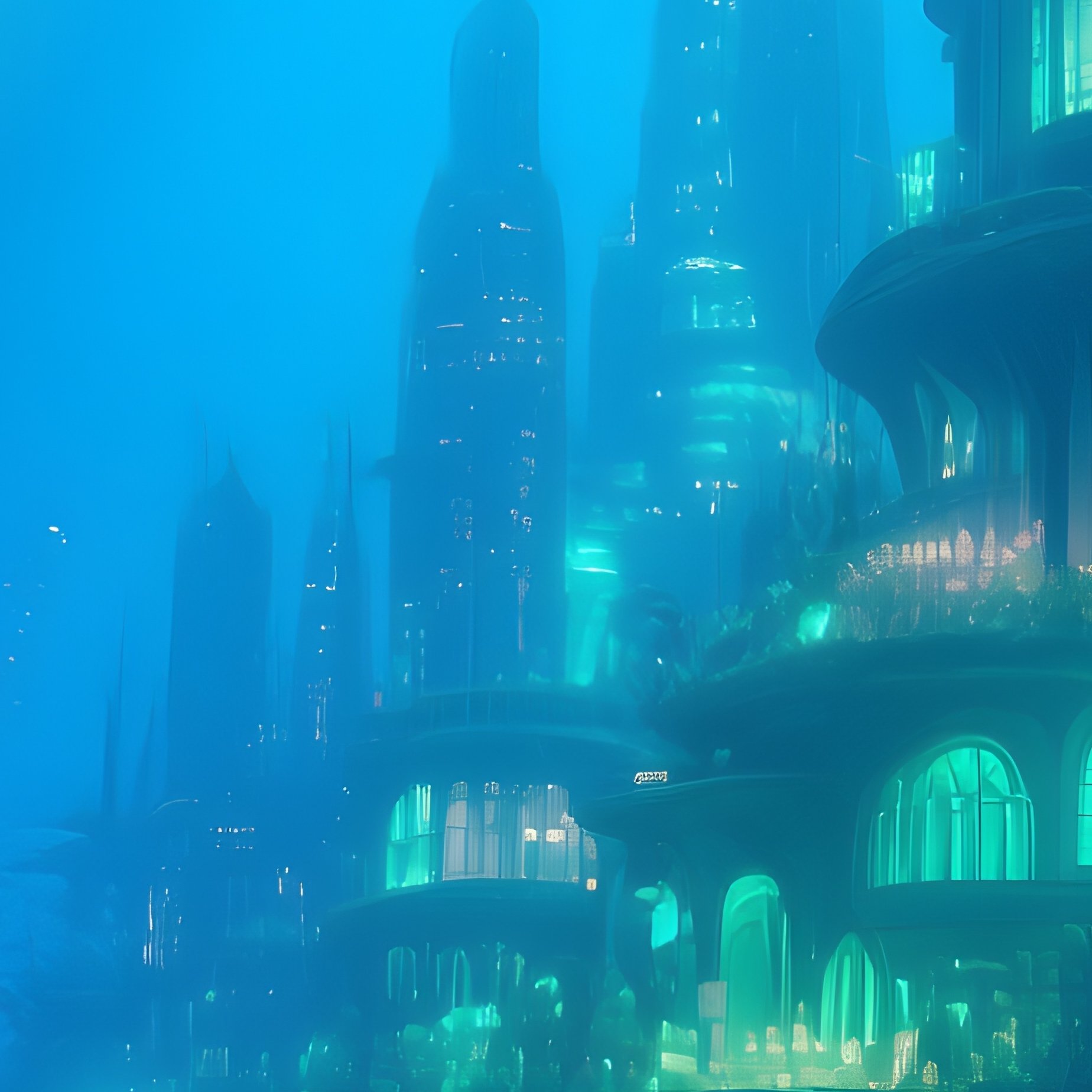 Underwater Mermaid City Nature Glow - Full Resolution Quality Preview
