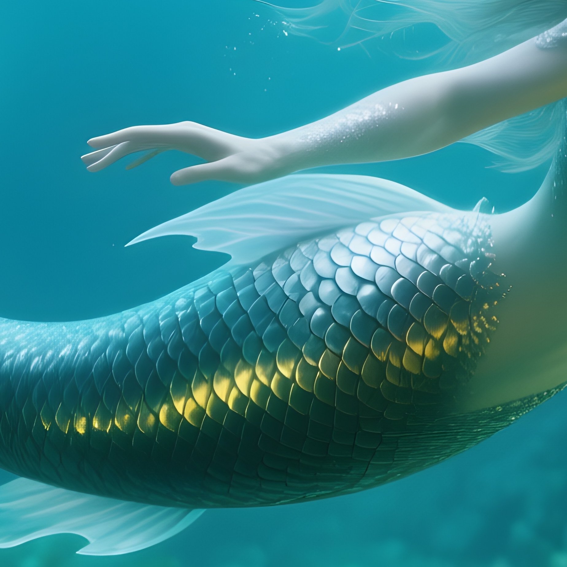 Underwater Mermaid Exploring Sea Flowers Realist - Full Resolution Quality Preview