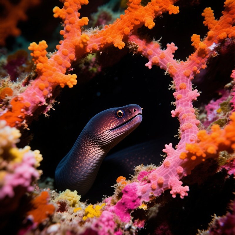 Underwater Moray Eel Coral Maze