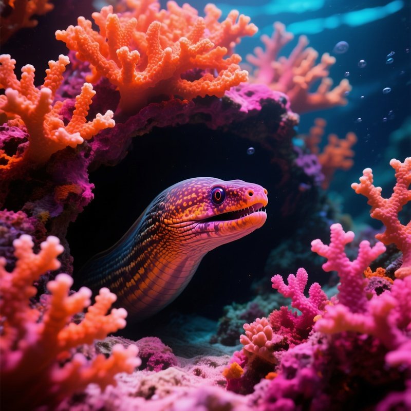 Underwater Moray Eel Coral Maze Science Fiction