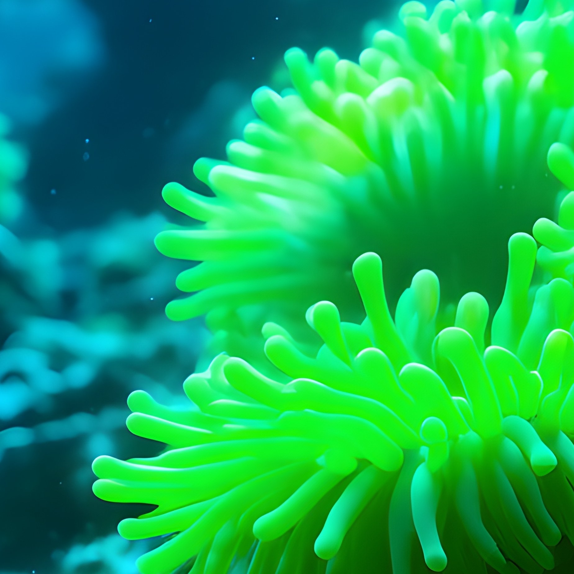 Underwater Realm Neon Green Anemones - Full Resolution Quality Preview