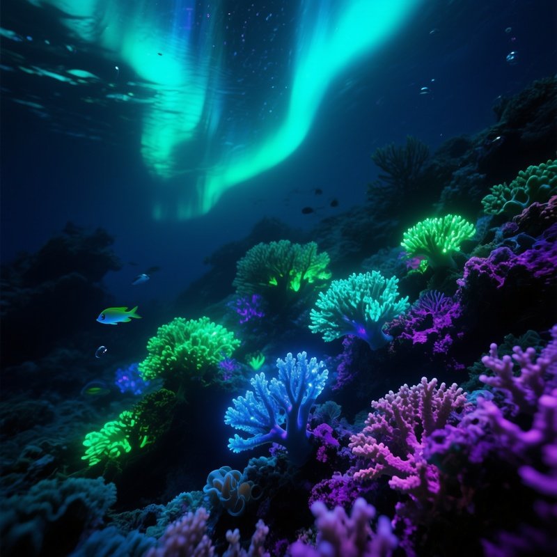 Underwater Reed Glowing Aurora Like Ocean Lights