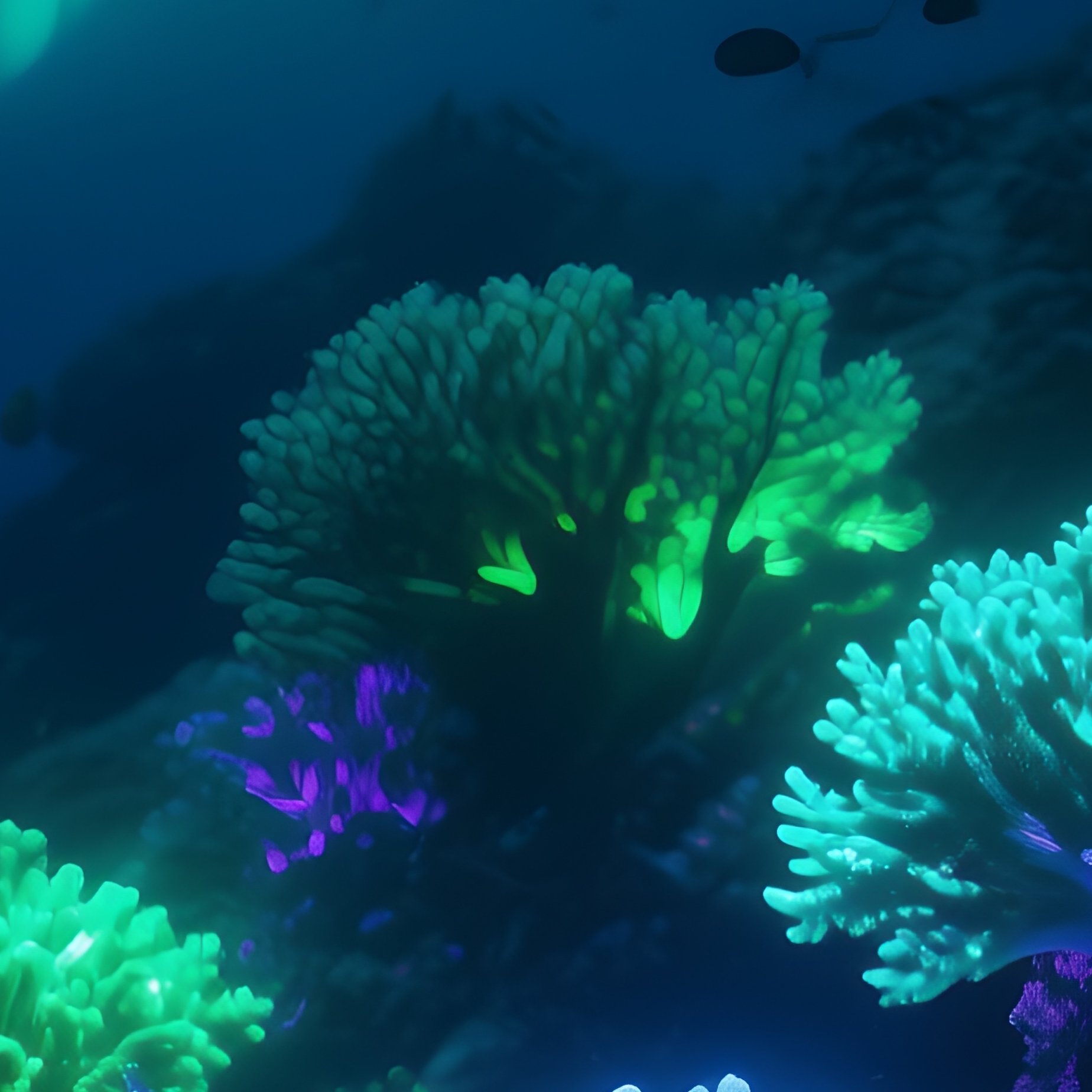 Underwater Reed Glowing Aurora Like Ocean Lights - Full Resolution Quality Preview