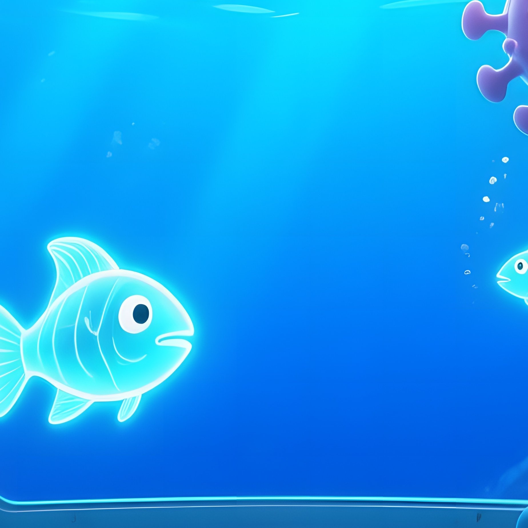 Underwater Research Vessel Observation Deck With Cartoon Viruses And Bioluminescent Fish - Full Resolution Quality Preview