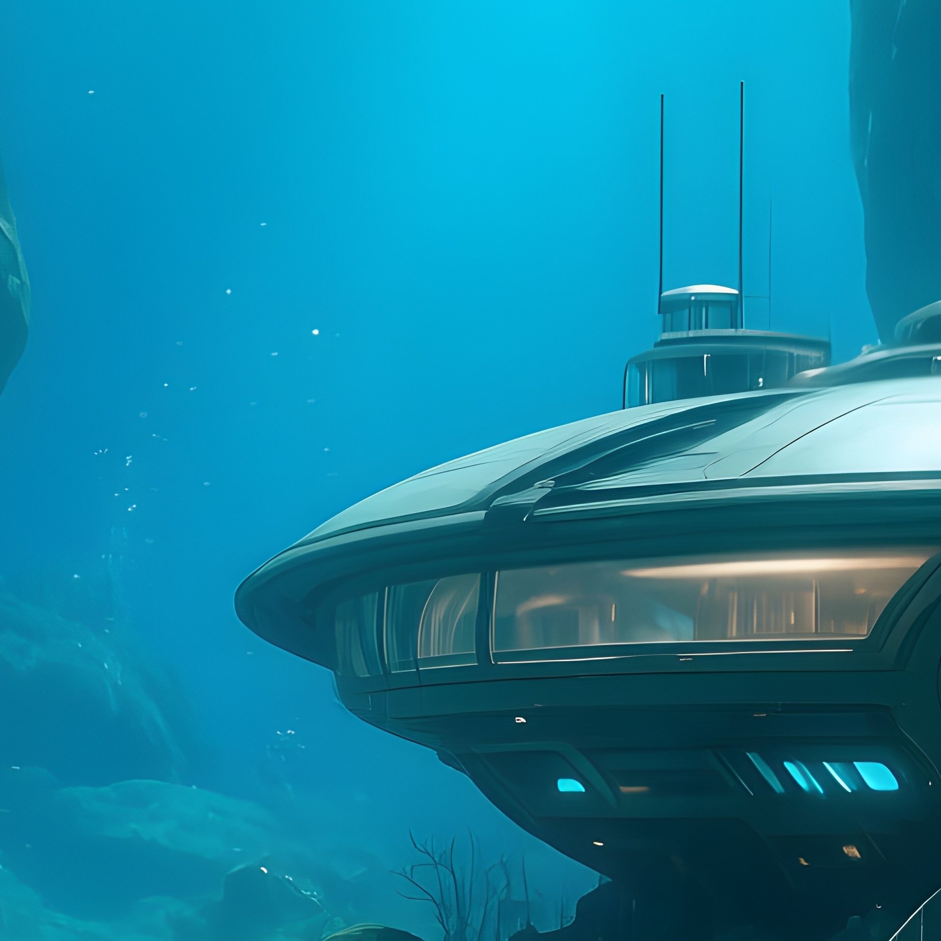 Underwater Scene With Natural Rocks And Driftwood - Full Resolution Quality Preview