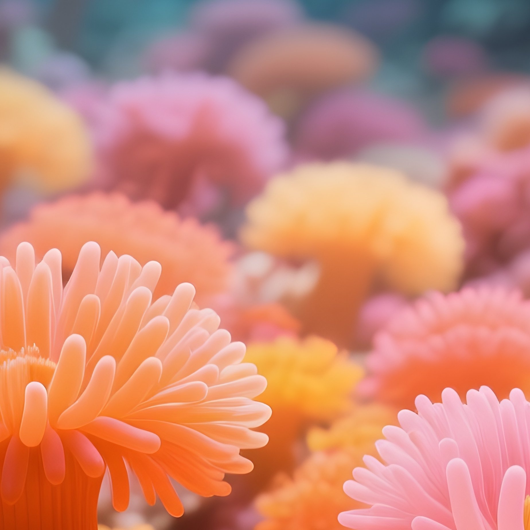Underwater Sea Anemone Field Glowing Under Moonlight - Full Resolution Quality Preview