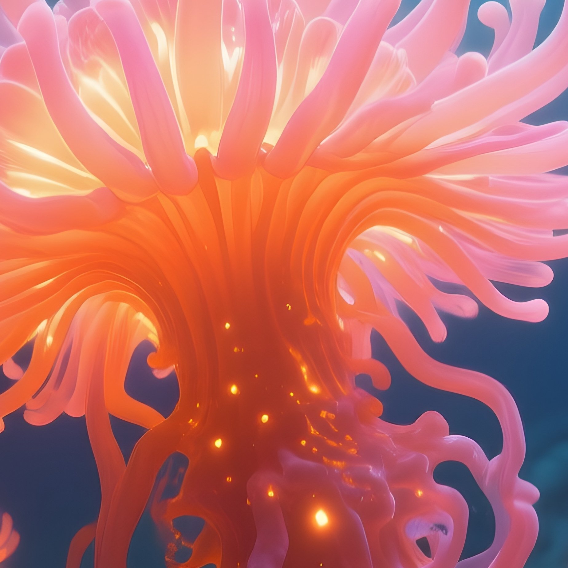 Underwater Sea Anemone Field Glowing Under Moonlight Concept Art - Full Resolution Quality Preview