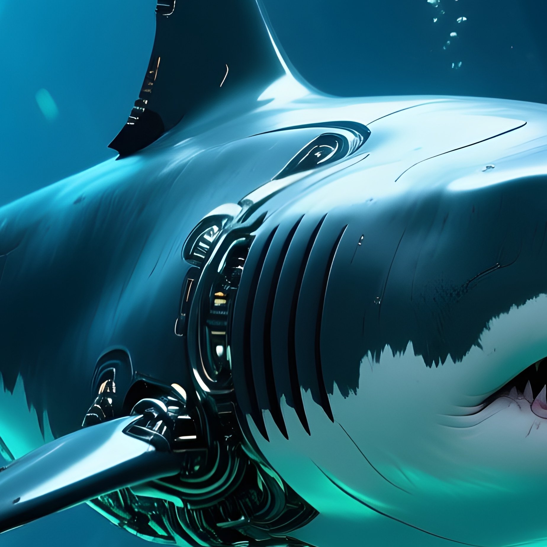 Underwater Shark Glowing Jellyfish Tunnel Science Fiction - Full Resolution Quality Preview