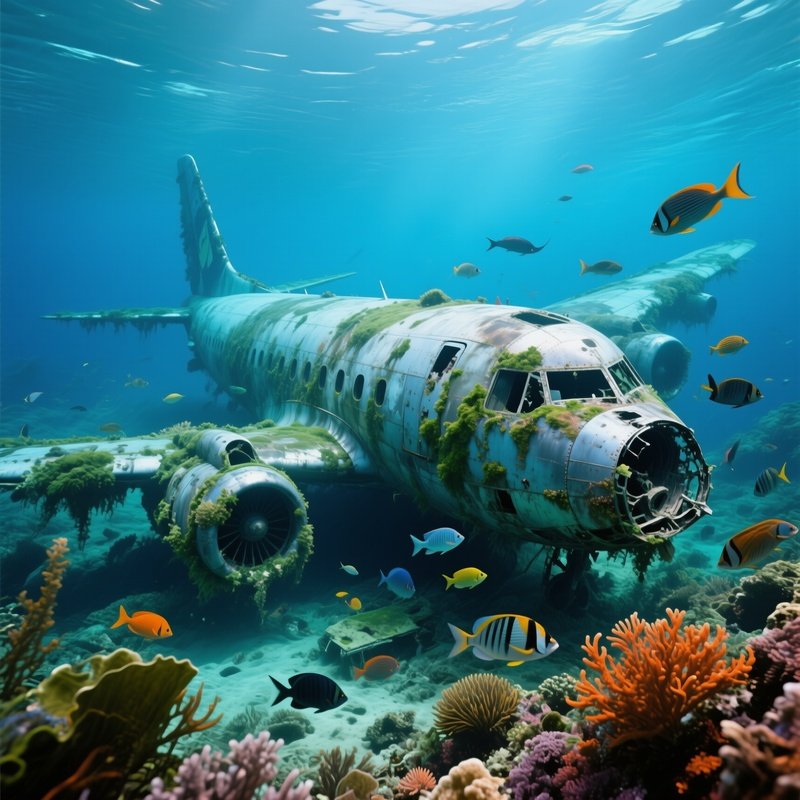 Underwater Sunken Airplane