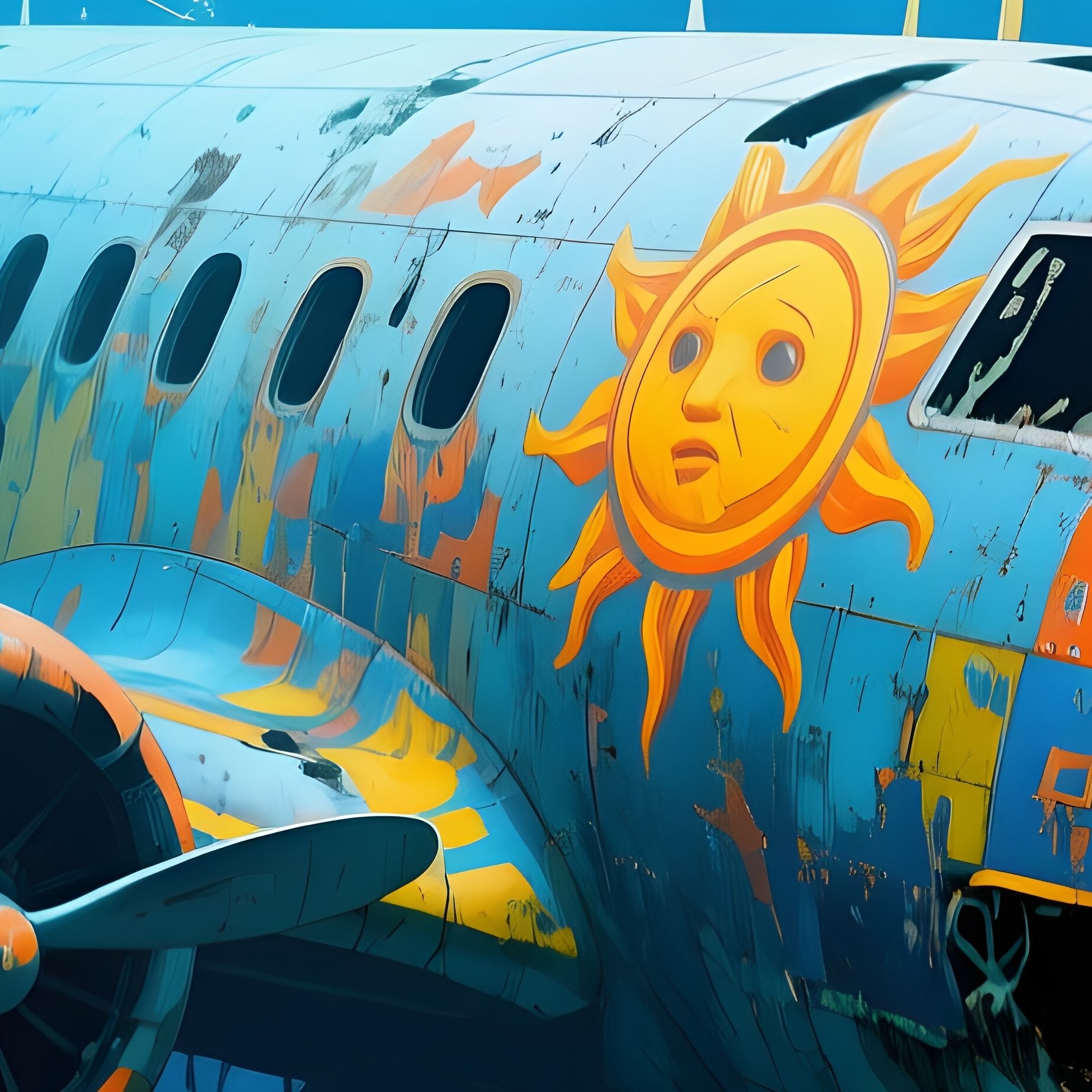 Underwater Sunken Airplane Digital Art - Full Resolution Quality Preview