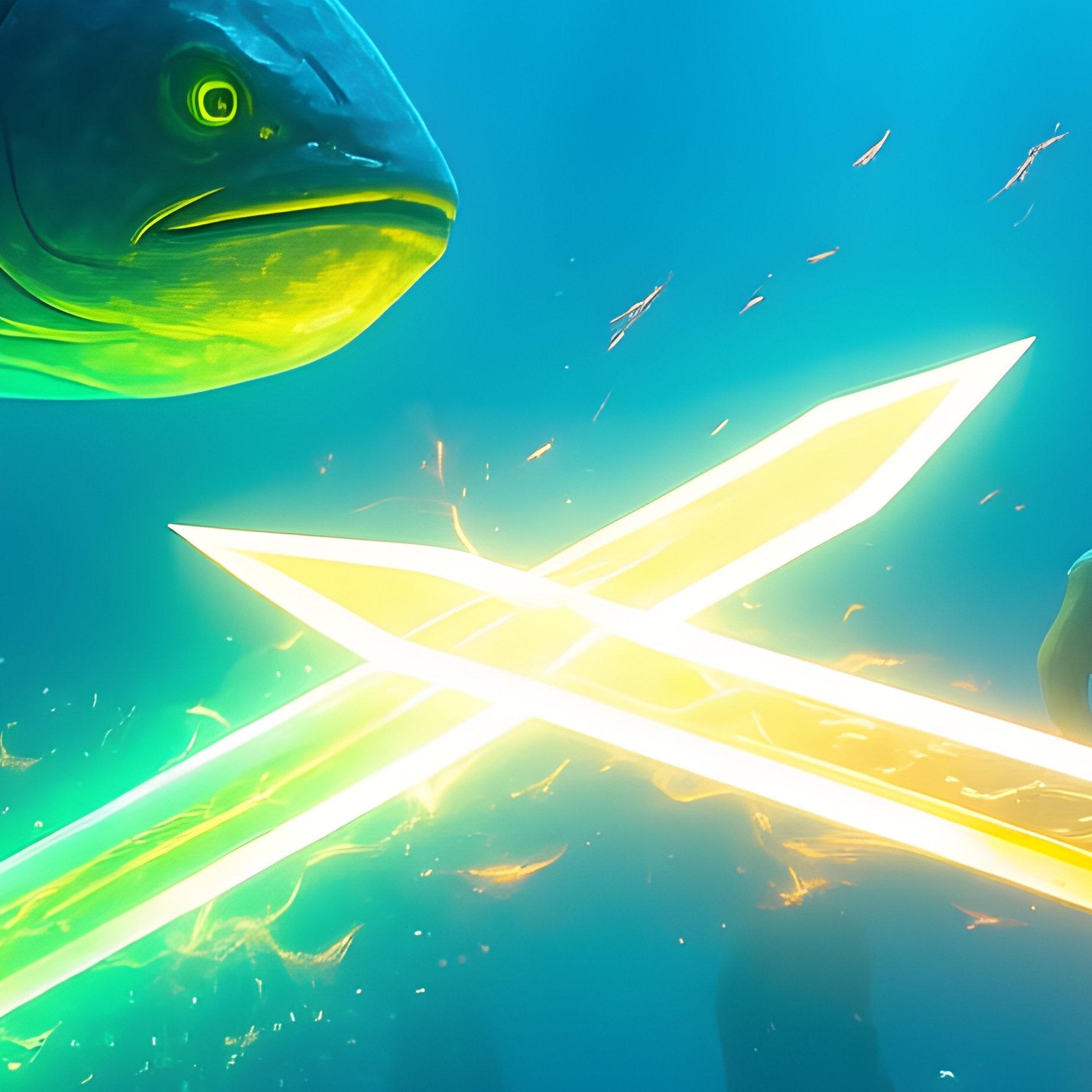 Underwater Swordfish Duel Glowing Giants - Full Resolution Quality Preview