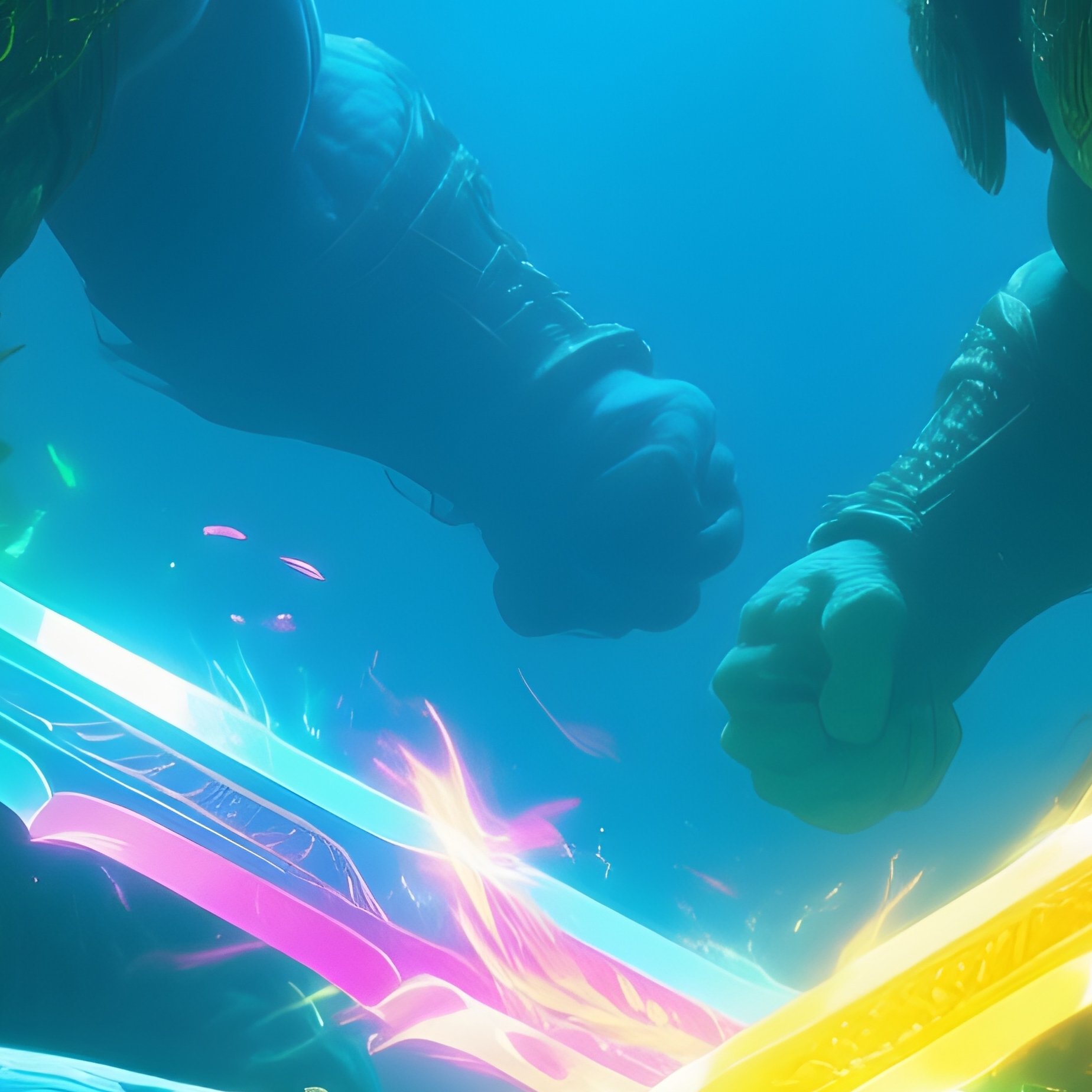 Underwater Swordfish Duel Glowing Giants - Full Resolution Quality Preview