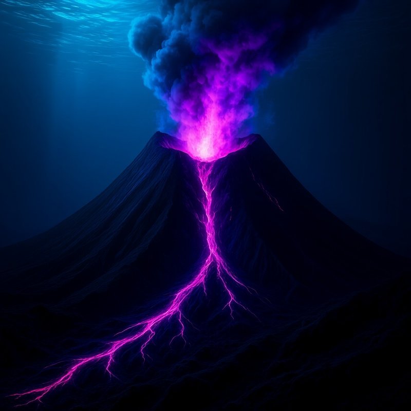 Underwater Volcano With Purple Steam Vents