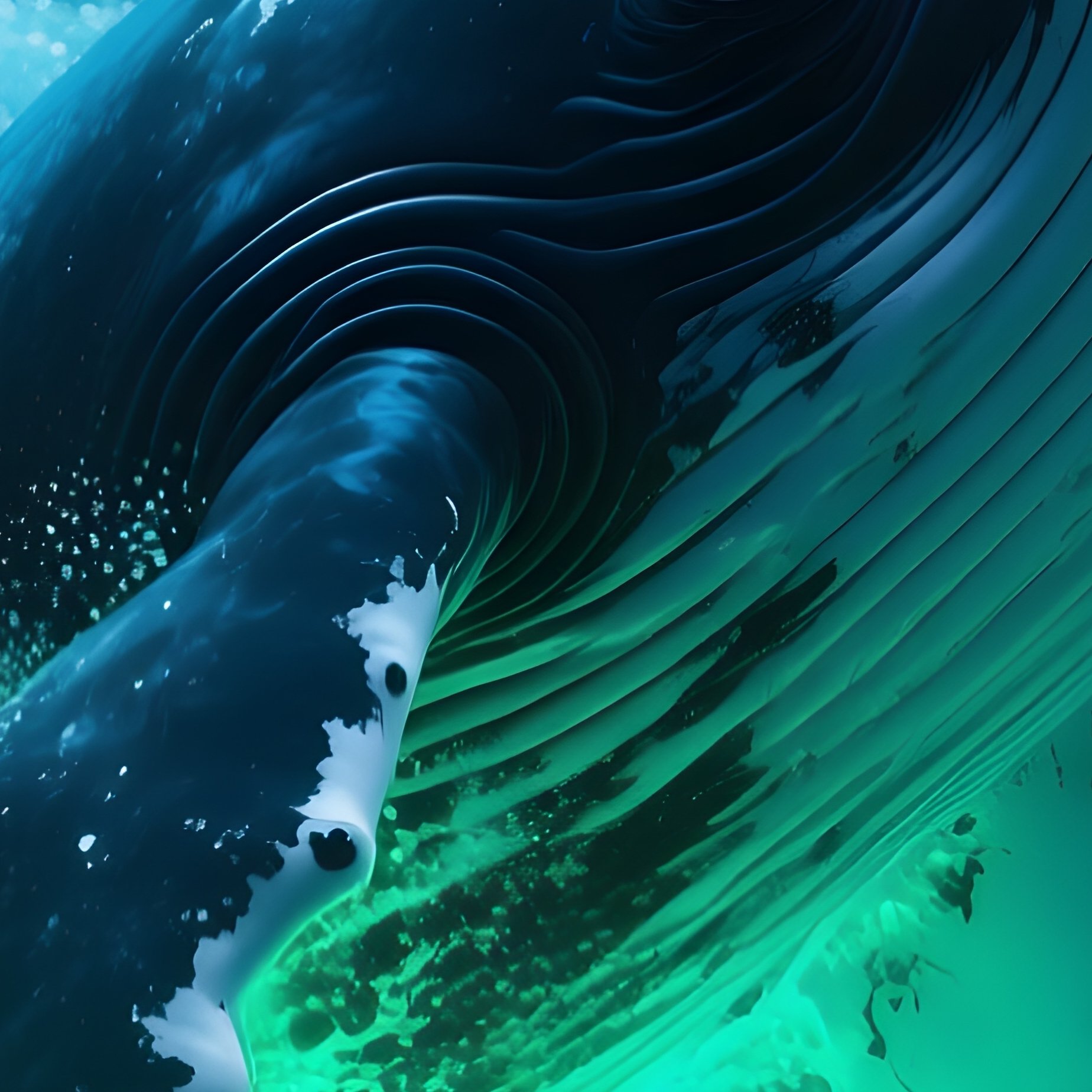 Underwater Whale Breaching Glowing Plankton - Full Resolution Quality Preview