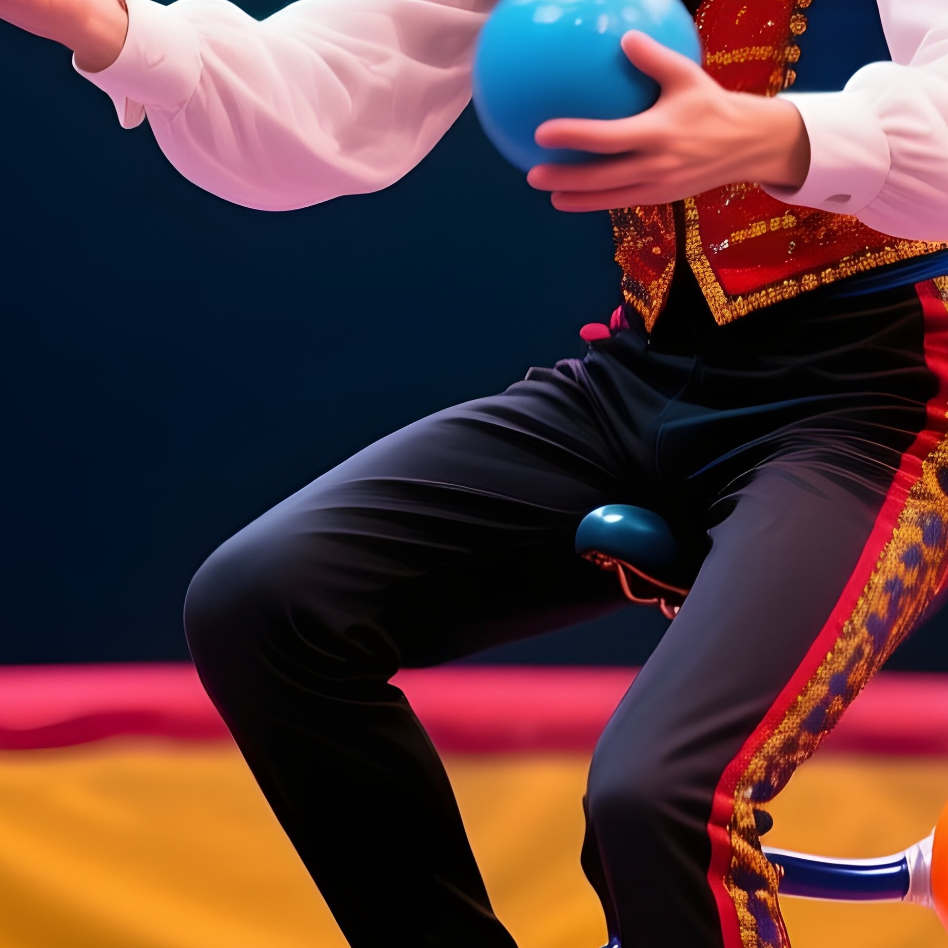 Unicyclist Juggling Colorful Balls Ring - Full Resolution Quality Preview