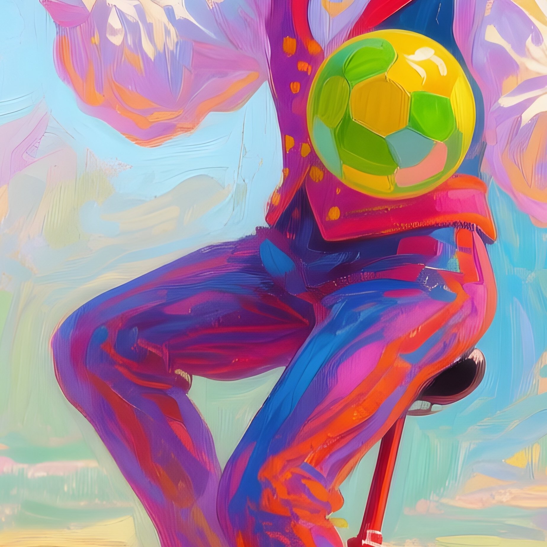 Unicyclist Juggling Colorful Balls Ring Painting - Full Resolution Quality Preview