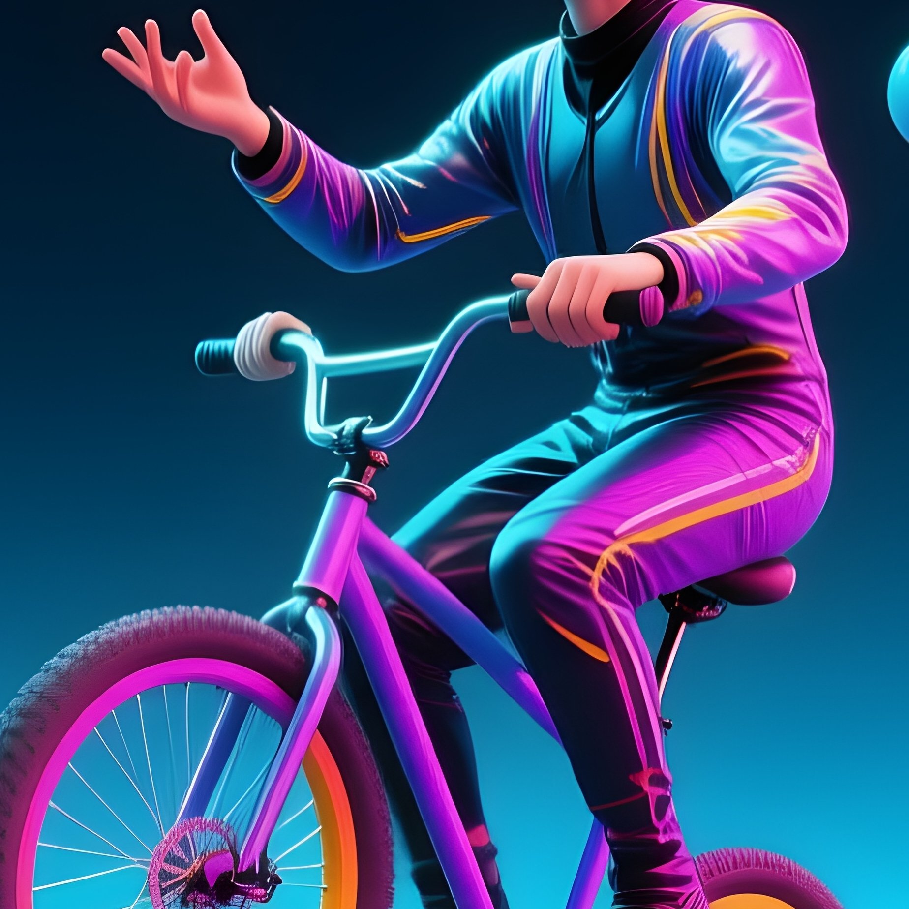 Unicyclist Juggling Colorful Balls Ring Science Fiction - Full Resolution Quality Preview