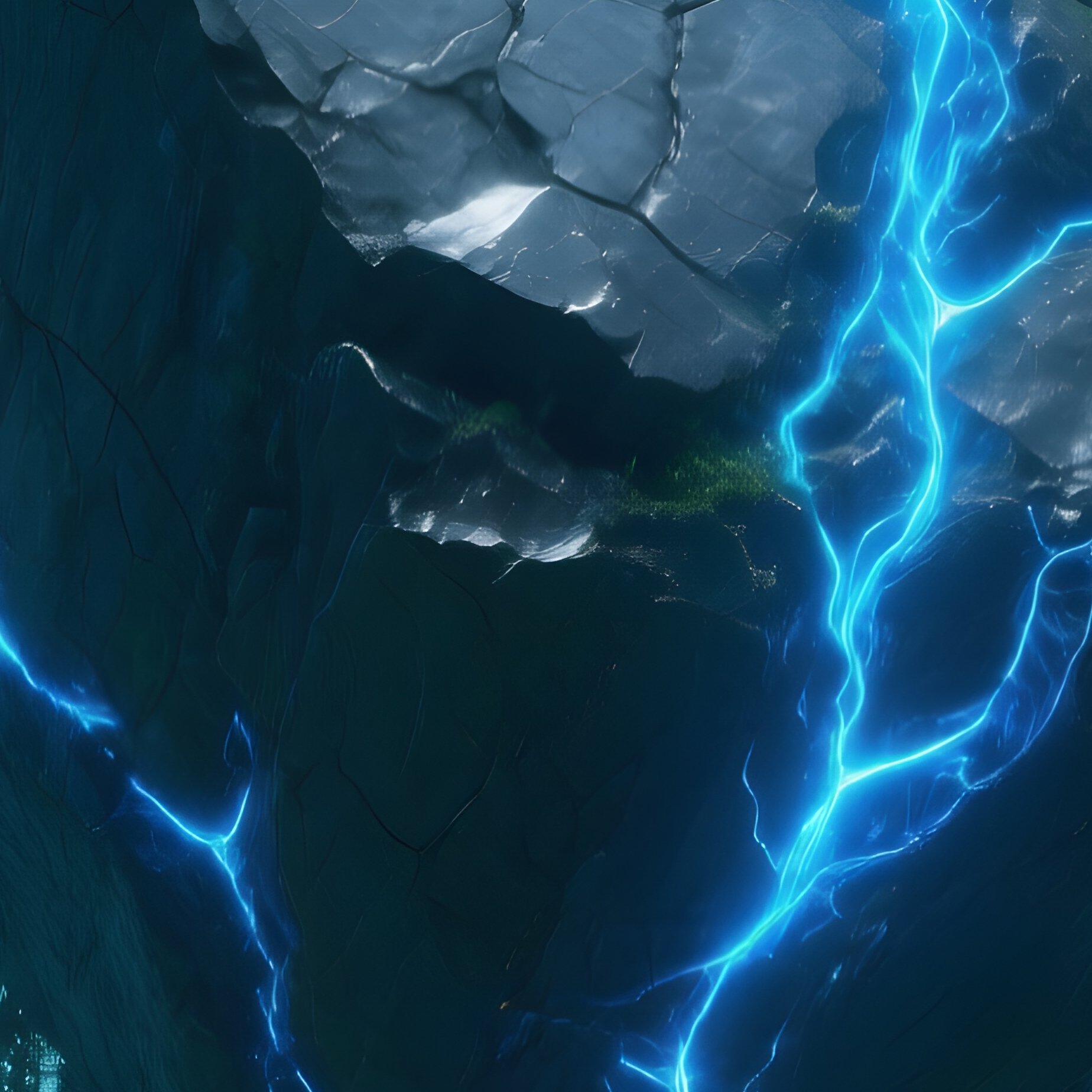 Unobtainium Floating Rock Glowing Blue Veins Avatar Style - Full Resolution Quality Preview