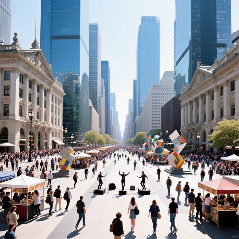 Urban Architectural Hub With Crowd