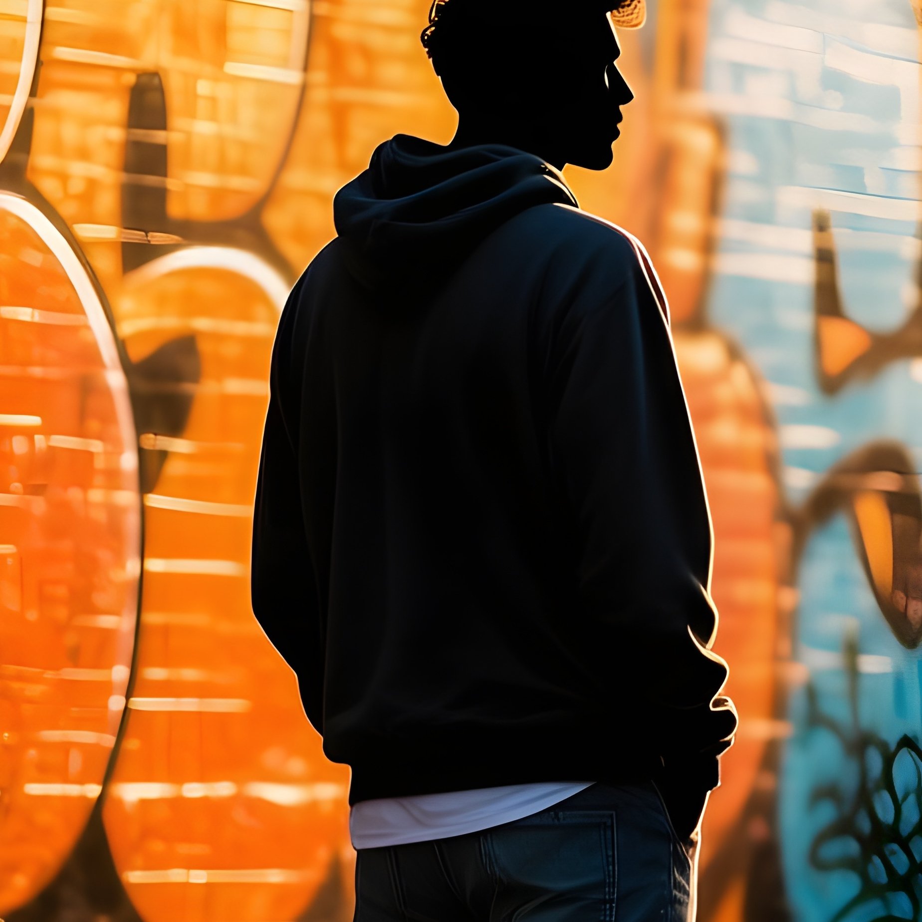 Urban Artistic Men Silhouette On City Wall - Full Resolution Quality Preview