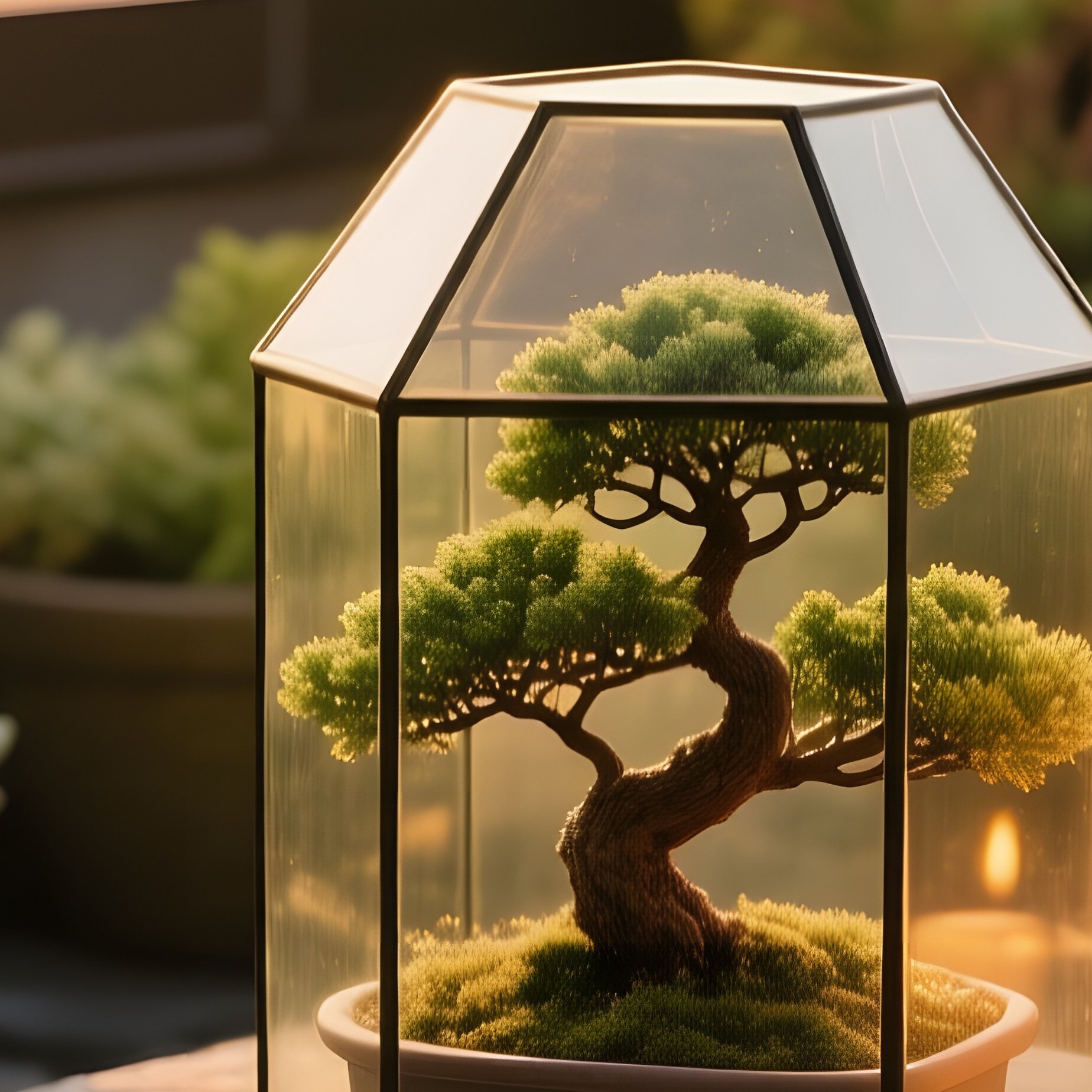 Urban Rooftop Garden Altar Golden Hour - Full Resolution Quality Preview