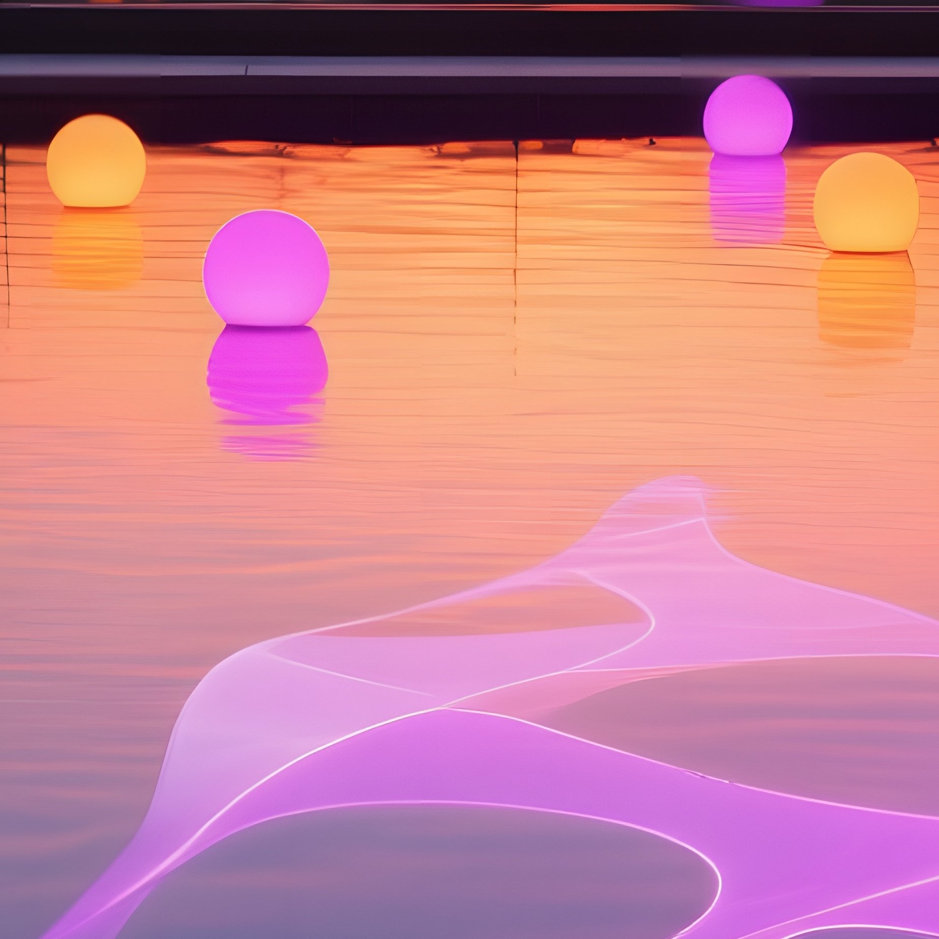 Urban Rooftop Pool Sunset Led Orbs - Full Resolution Quality Preview