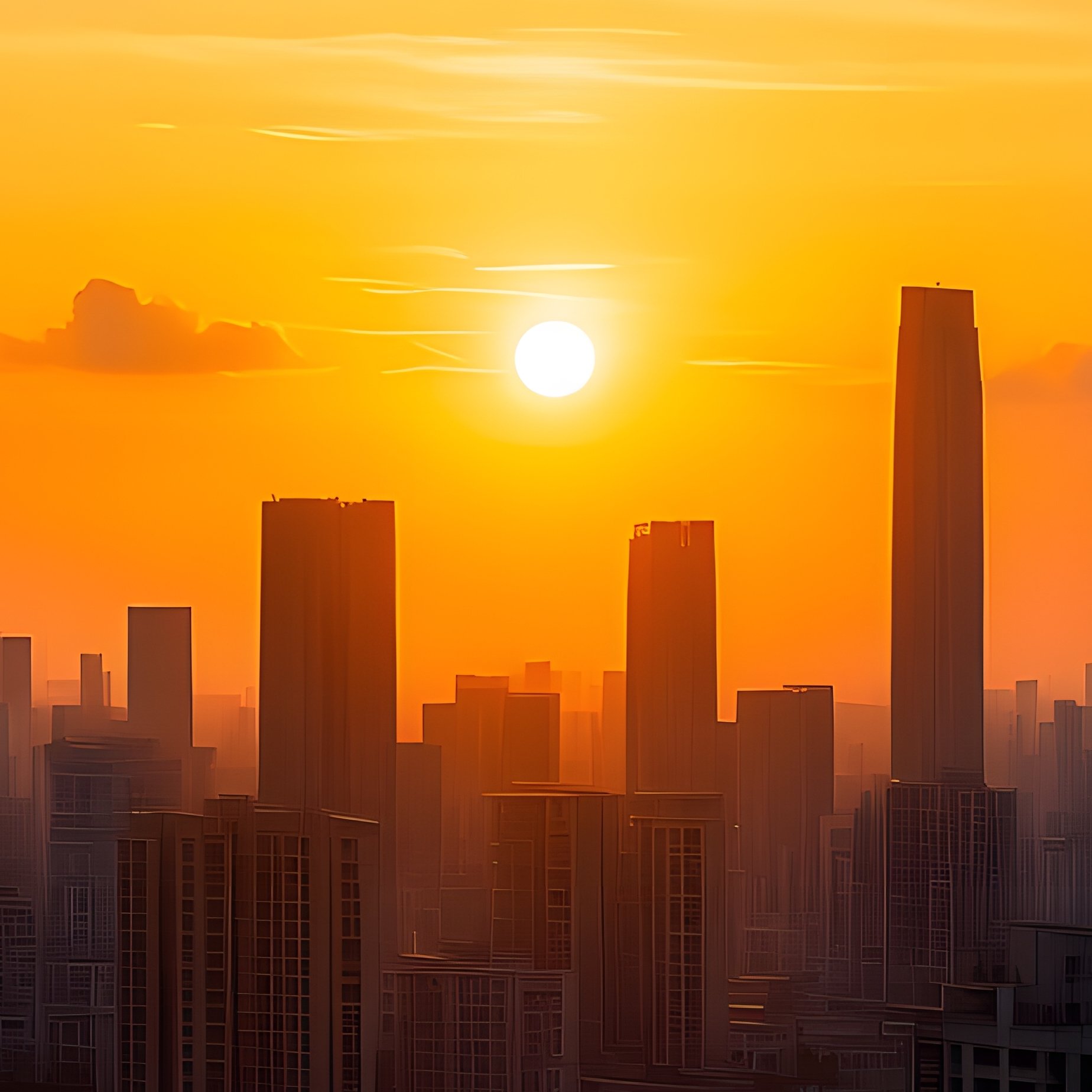 Urban Skyline At Sunset Cityscape Sunset - Full Resolution Quality Preview