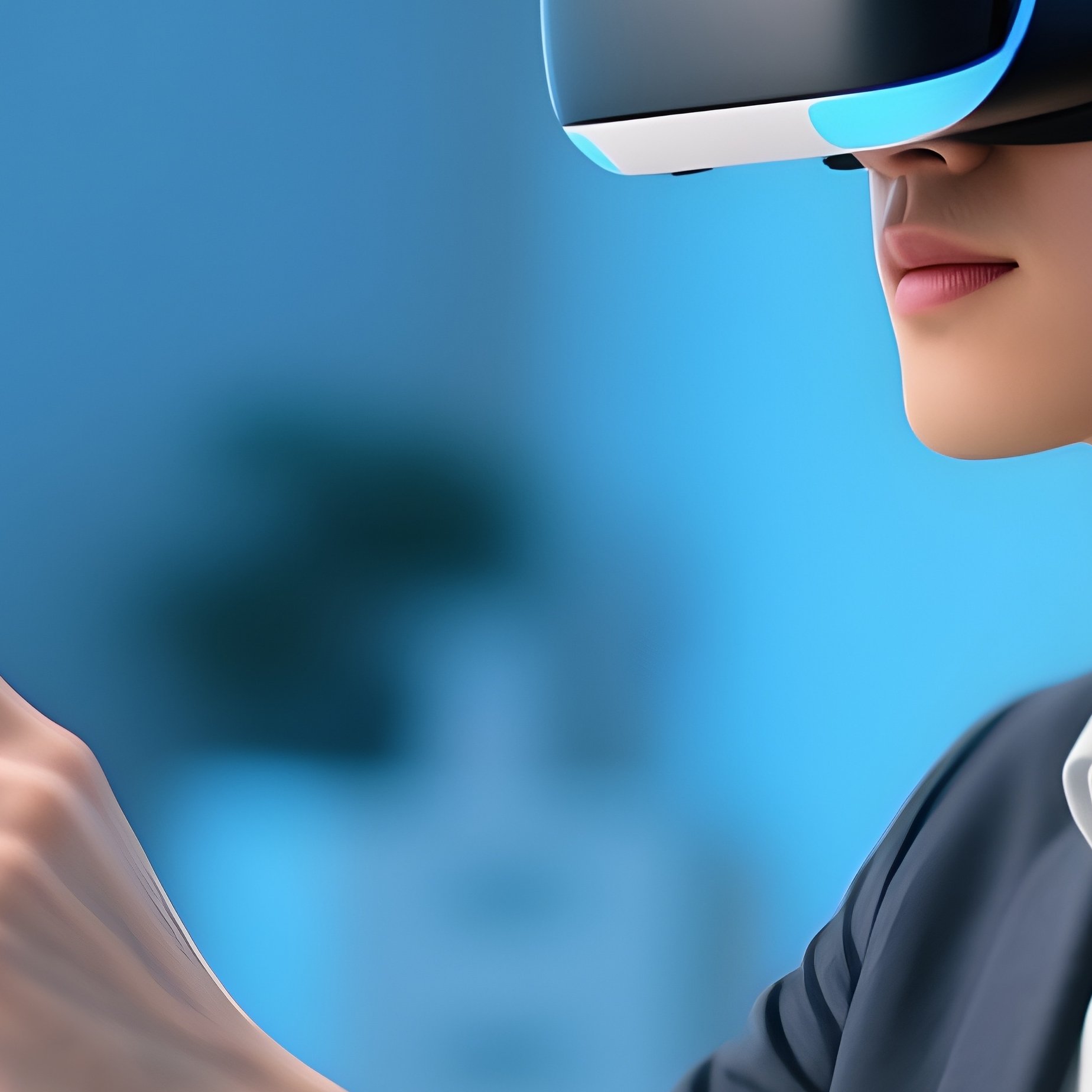 User At Workstation Vr Headset - Full Resolution Quality Preview