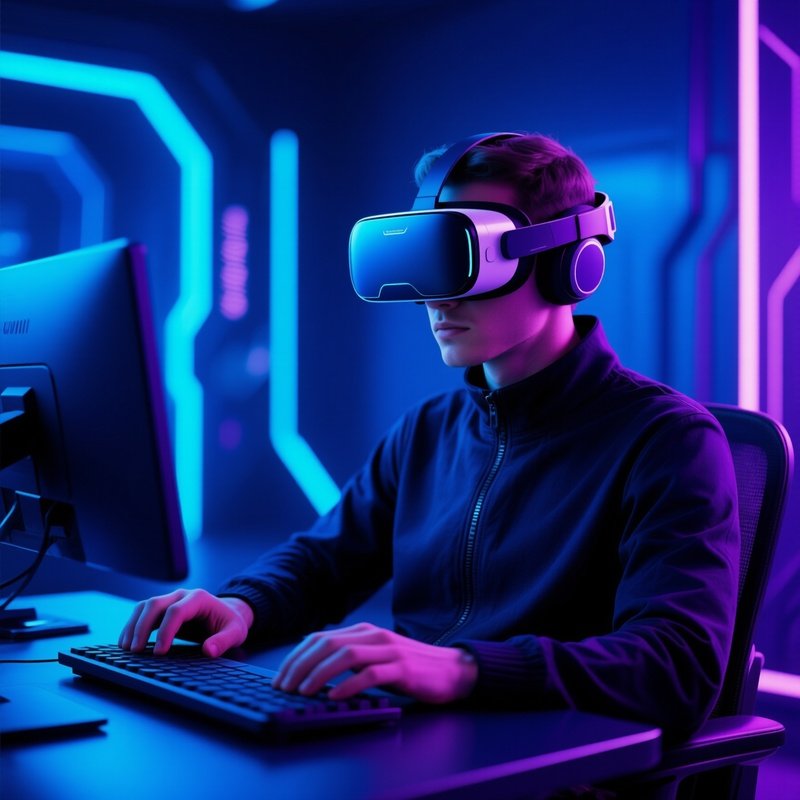 User_At_Workstation_Vr_Headset_Sci Fi