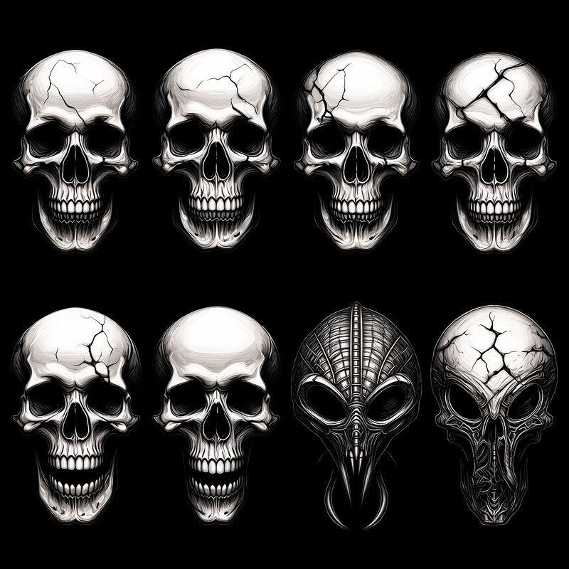 Various Stylized Skull Designs Skulls Digital Art