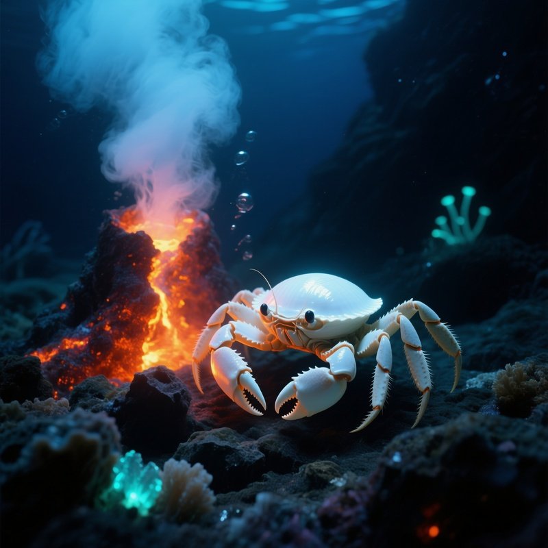 Vent Crab White Shell Glowing From Geothermal Heat