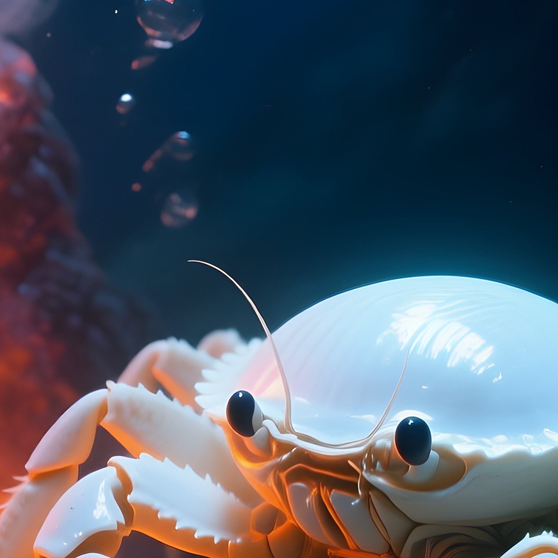 Vent Crab White Shell Glowing From Geothermal Heat - Full Resolution Quality Preview