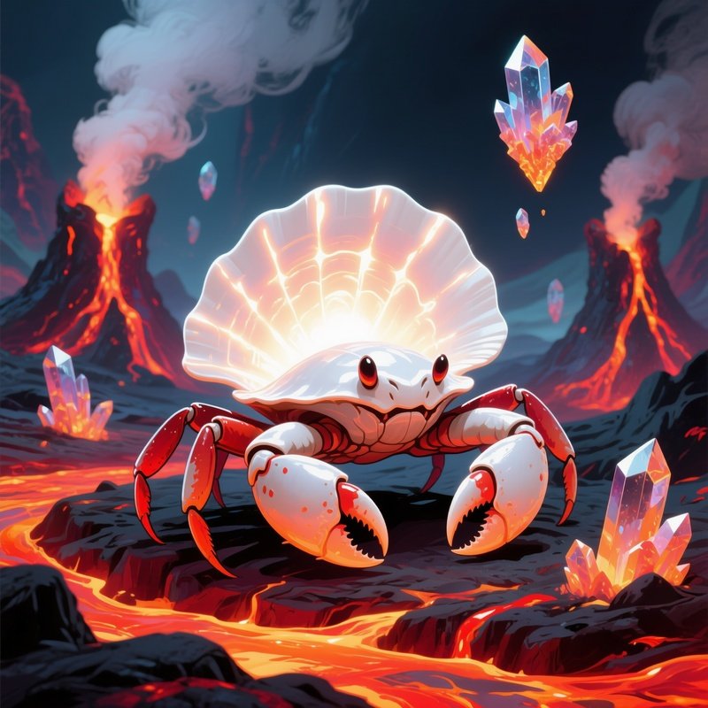 Vent Crab White Shell Glowing From Geothermal Heat 2