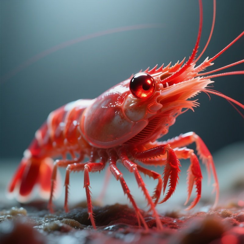 Vent Shrimp – Red Glowing Eyes Reflecting Vent Light.