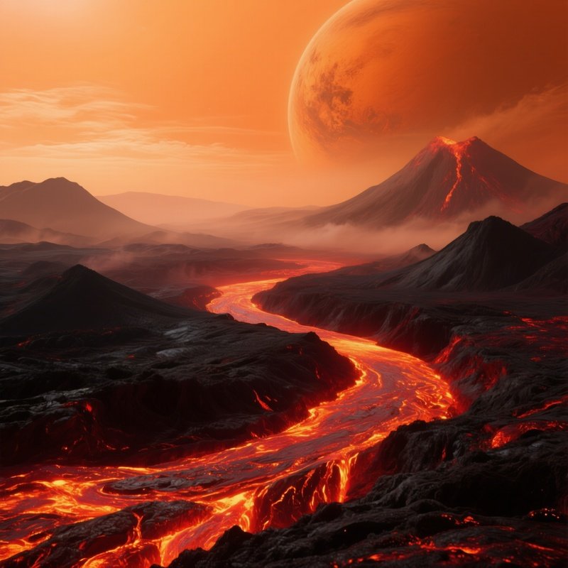 Venus Surface Volcanic Lava Rivers