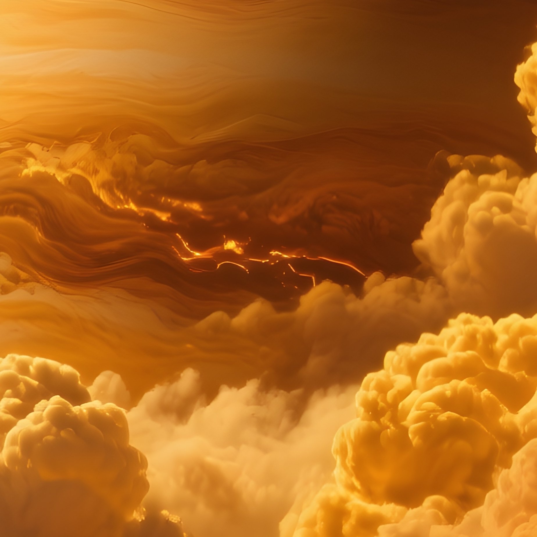 Venus With Golden Clouds And Volcanic Lightning - Full Resolution Quality Preview