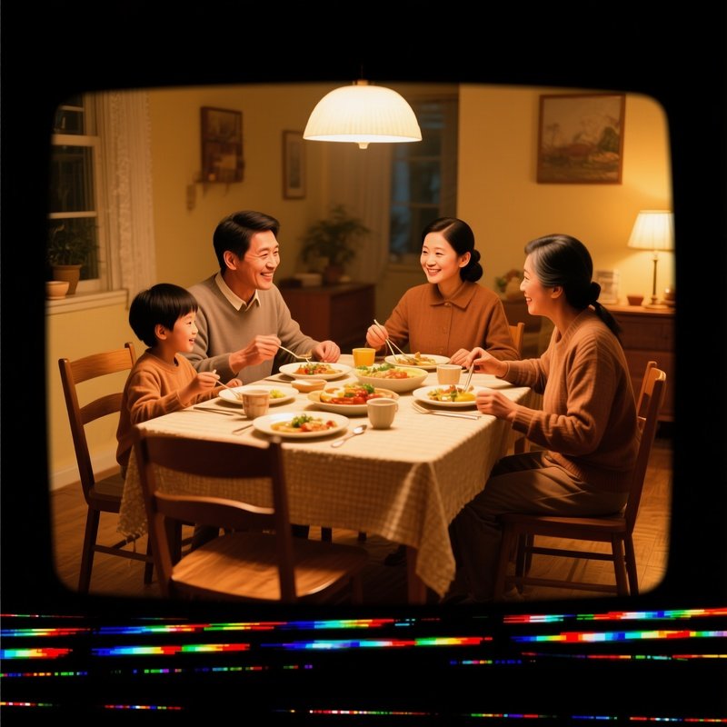 Vhs Glitch Family Dinner