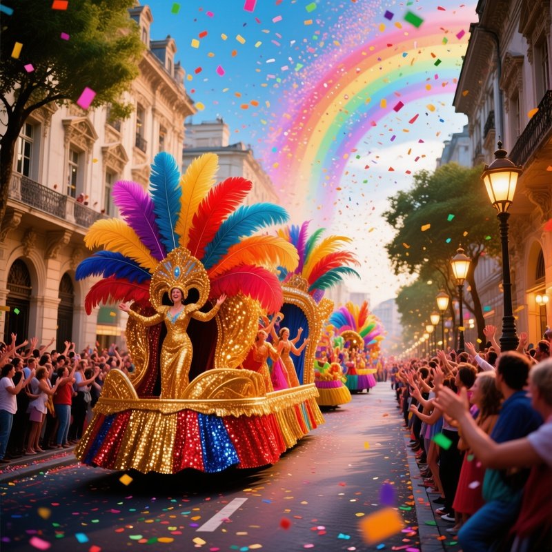Vibrant Carnival Parade Historic Avenue