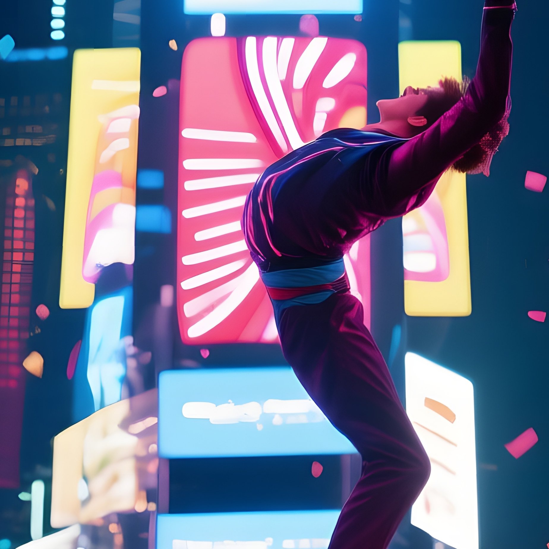 Vibrant Carnival Parade Times Square Neon Cups - Full Resolution Quality Preview