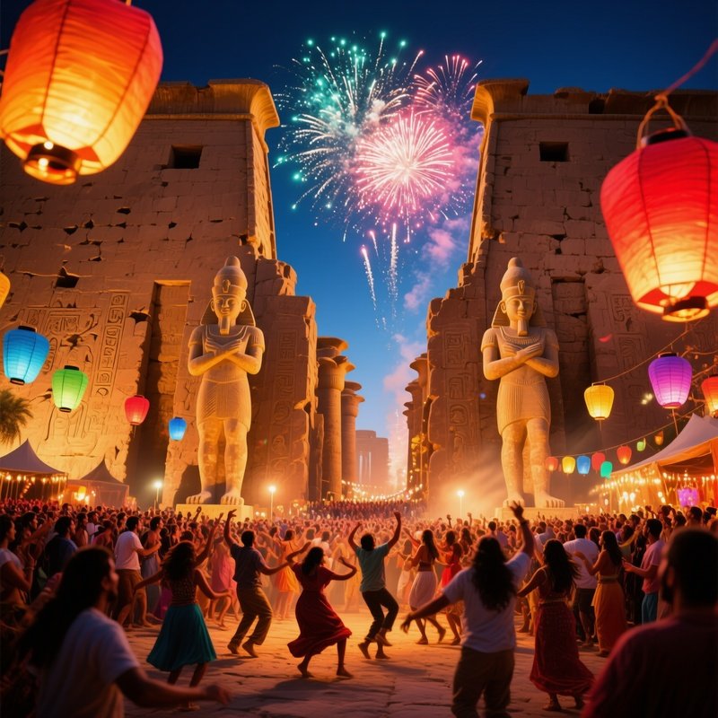 Vibrant Festival At Temple Of Karnak Summer Solstice