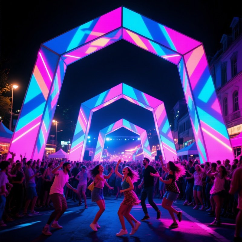 Vibrant Night Festival Geometric Led Arches